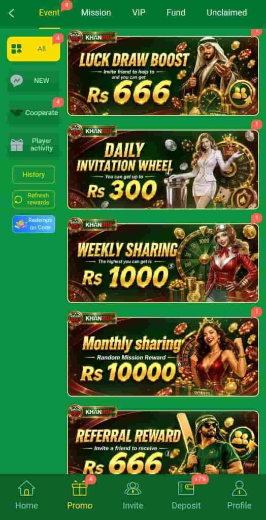 KHAN804 Game promotions