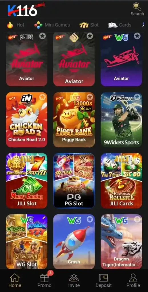K116 Game Available Games